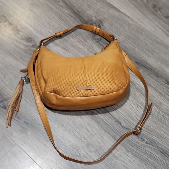 Lucky Brand Mustard Pinhole Small Hobo Crossbody Bag - Picture 1 of 8